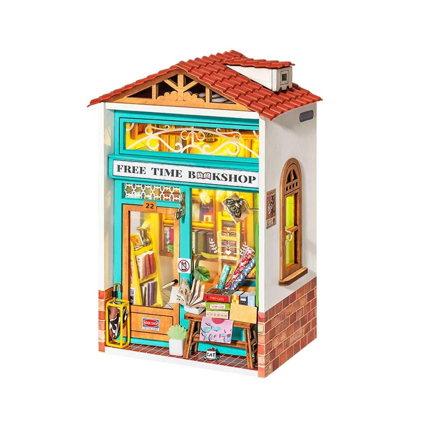 Hands Craft DIY Miniature House Kit: Free Time Bookshop 