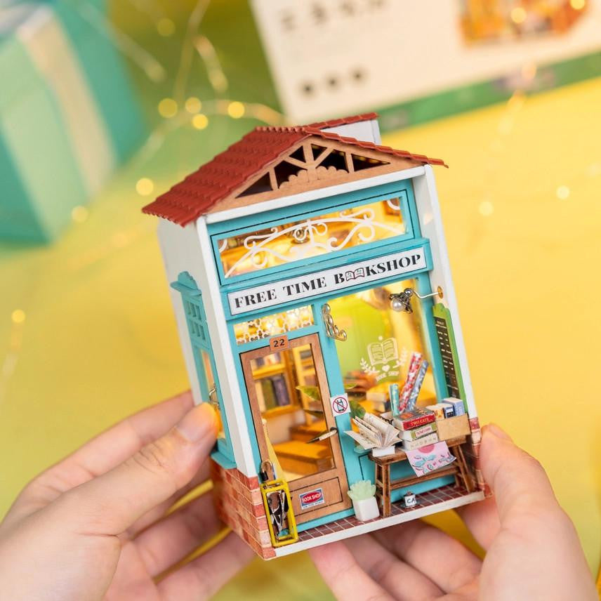 Hands Craft DIY Miniature House Kit: Free Time Bookshop 