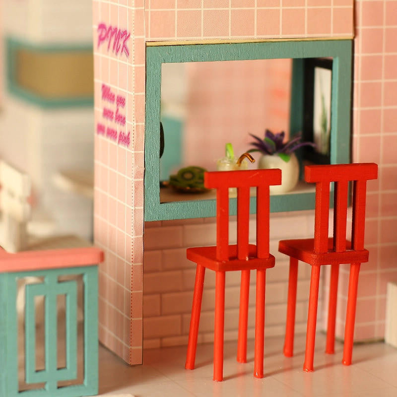 Hands Craft DIY Miniature House Kit: Pink Café 