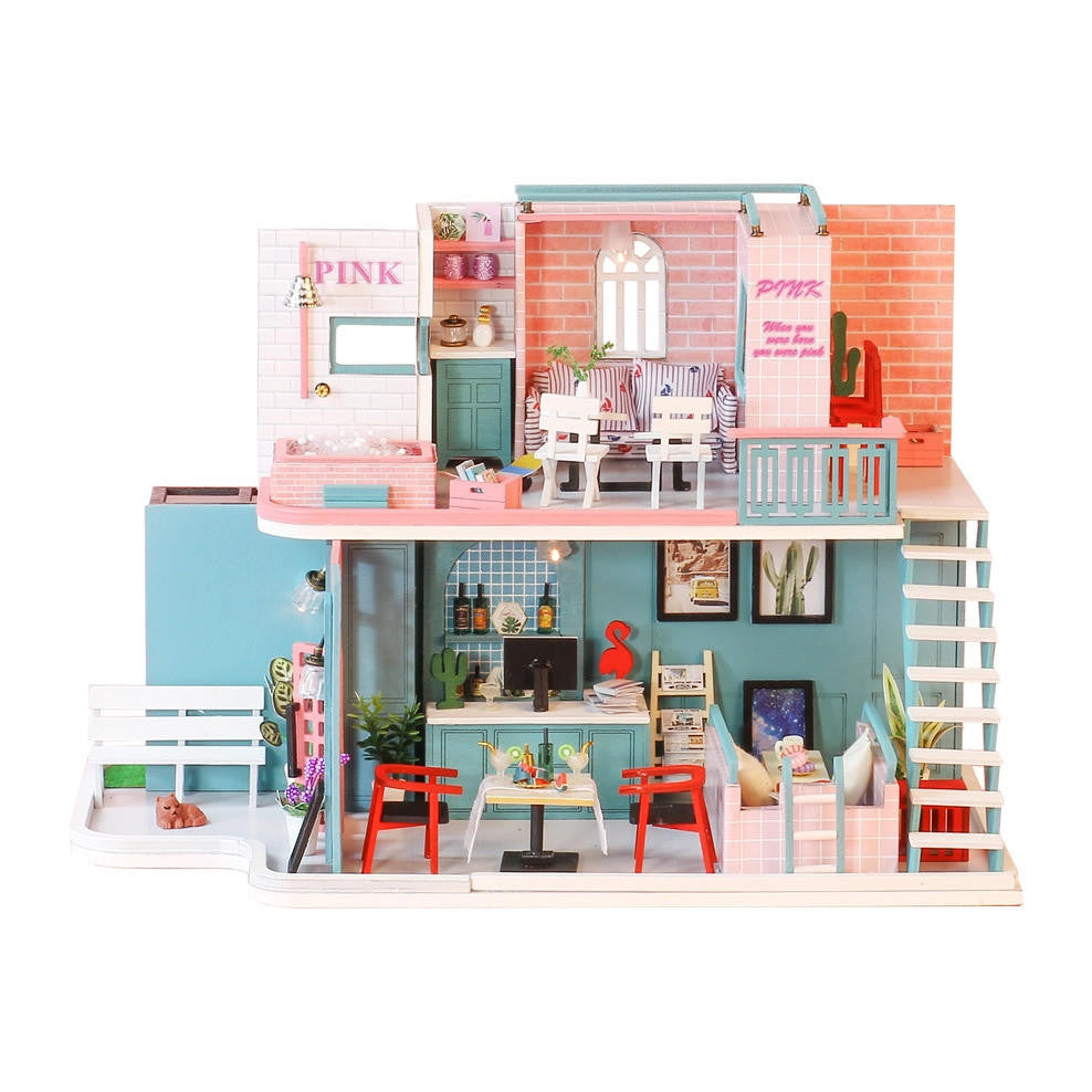 Hands Craft DIY Miniature House Kit: Pink Café 
