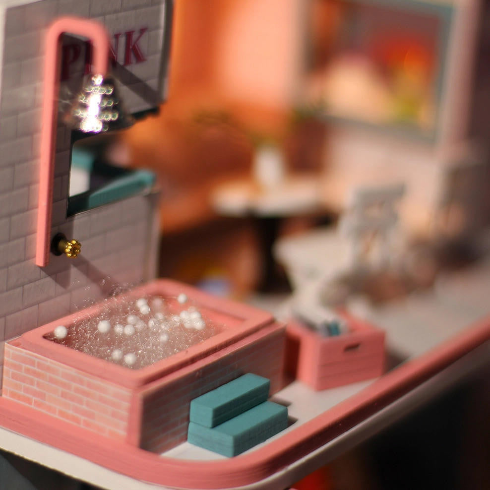 Hands Craft DIY Miniature House Kit: Pink Café 