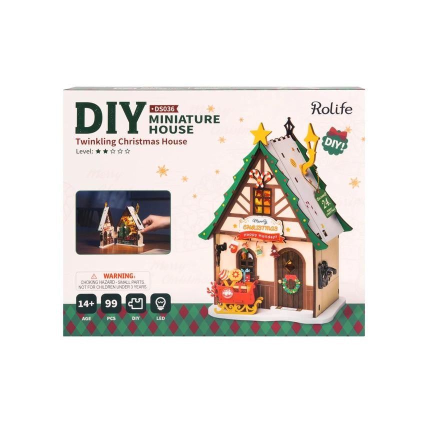 Hands Craft DIY Miniature House Kit: Twinkling Christmas House 