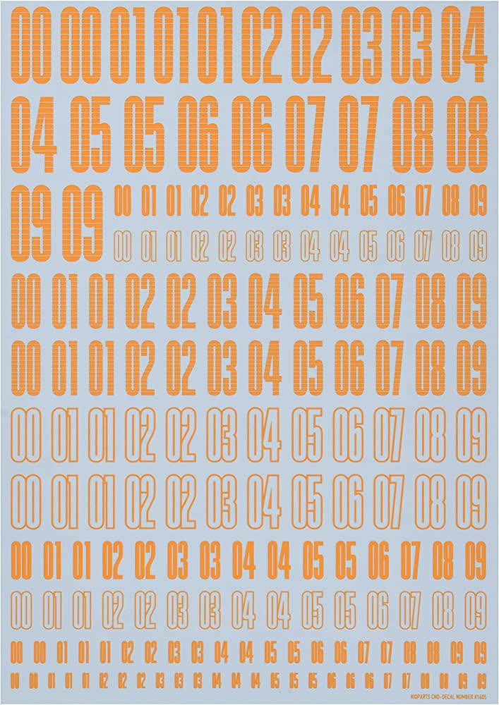 HiQ Parts Gundam Decal Number Orange 