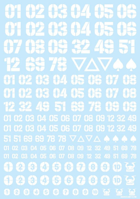 HiQ Parts Gundam DZ Number Decal White 