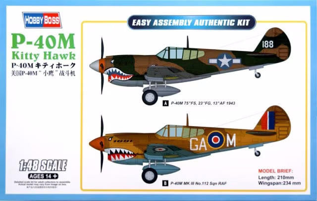 HobbyBoss 1/48 Curtiss P-40M Kittyhawk Mk.3 Easy Kit 85801 