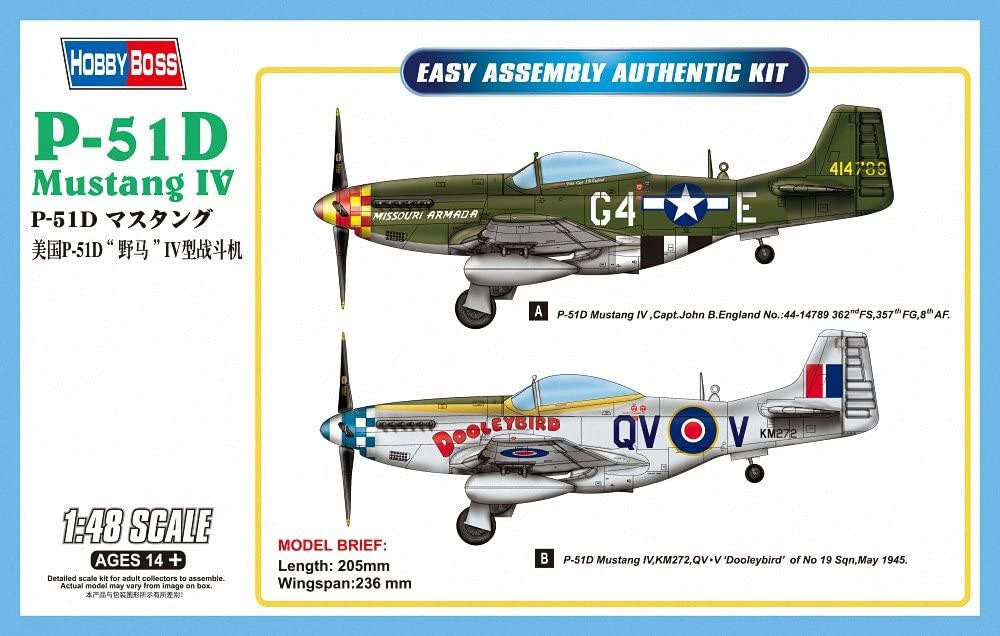 HobbyBoss 1/48 P-51D Mustang IV Easy Kit 85802 