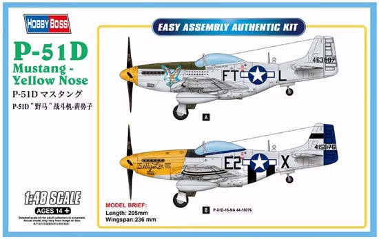 HobbyBoss 1/48 P-5D Mustang - Yellow Nose Easy Kit 85808 