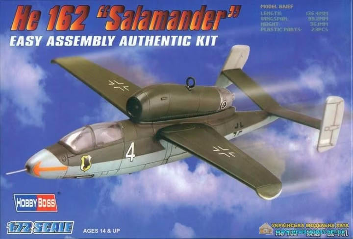 HobbyBoss 1/72 He162 Salamander Easy Kit 80239 