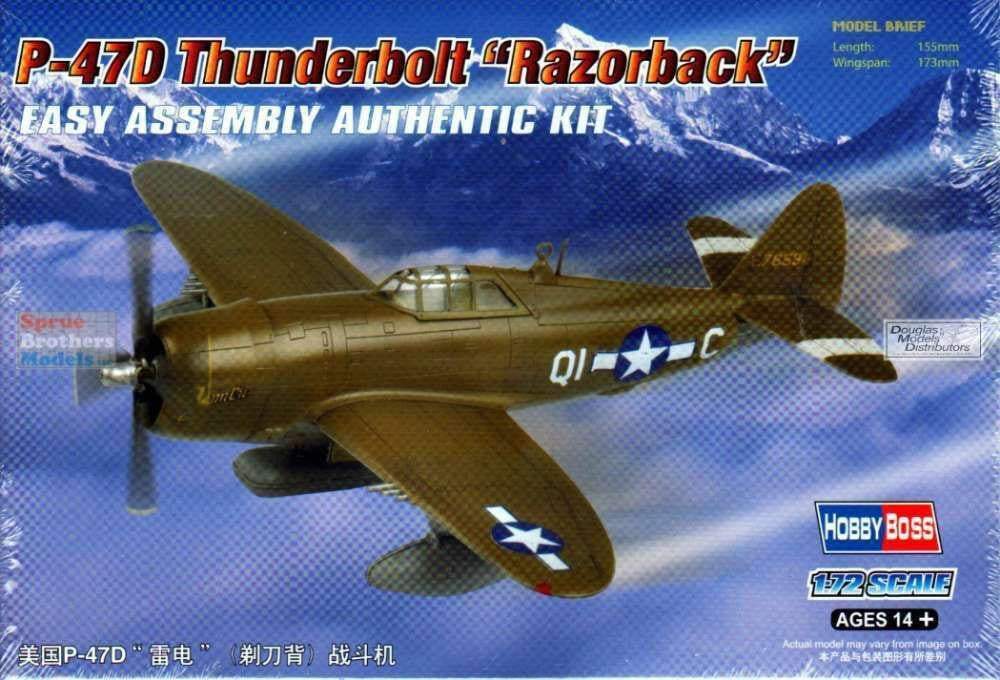 HobbyBoss 1/72 P-47D Razorback Easy Kit 80283 