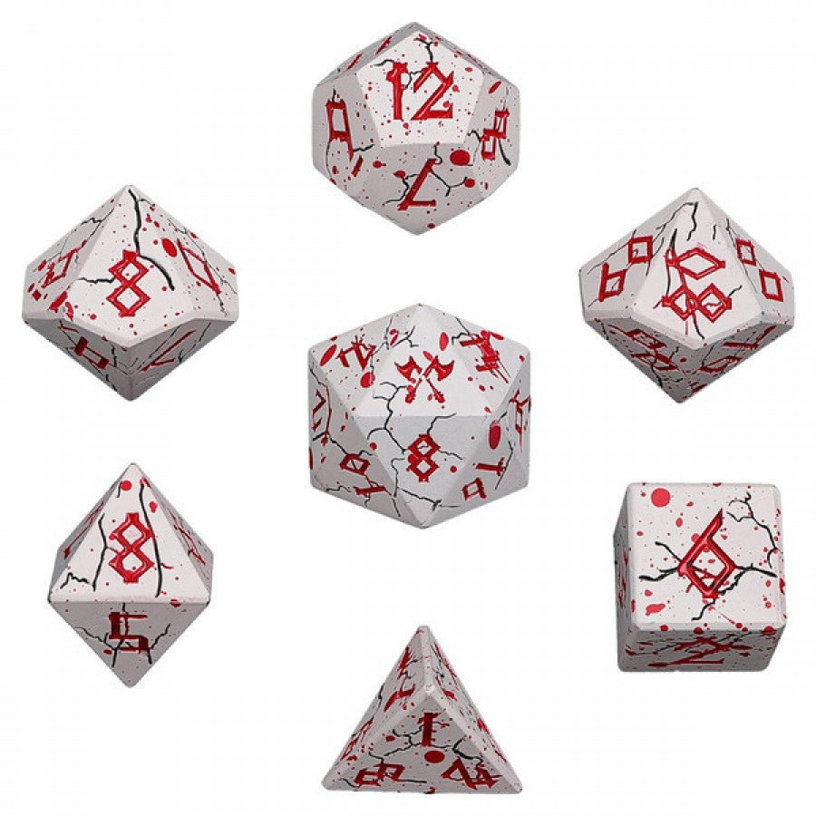 7-Set Barbarian Solid Metal: Matte White with Blood Red