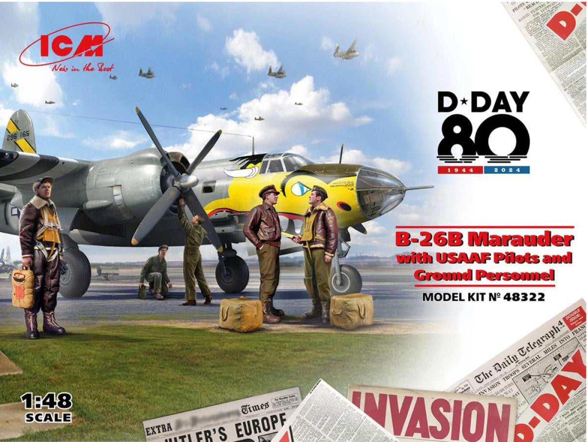 ICM 1/48 B-26B Marauder w/USAAF Pilots & Ground Crew 48322 