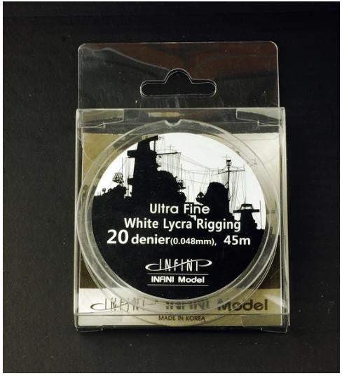Infini Model White Lycra Ship Rigging - Ultra Fine .048mm x 145' 202W 