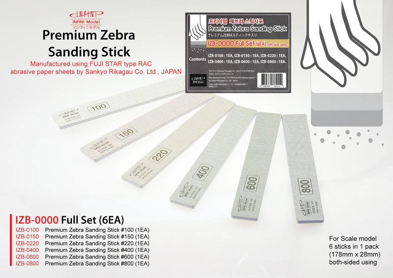 Infini Model Zebra Sanding Stick Full Set ZB0000 