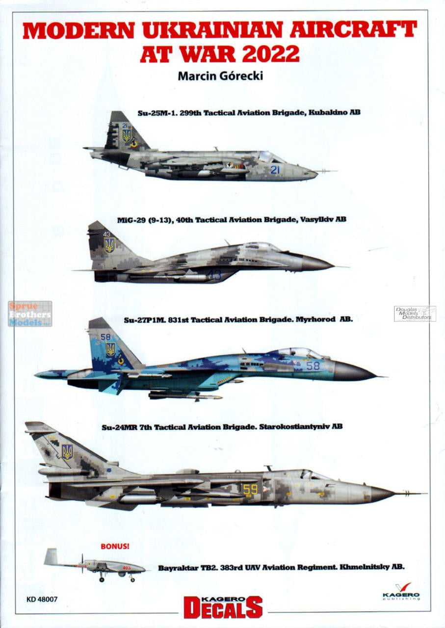 Kagero 1/48 Modern Ukrainian Aircraft At War 2022 Decals 48007
