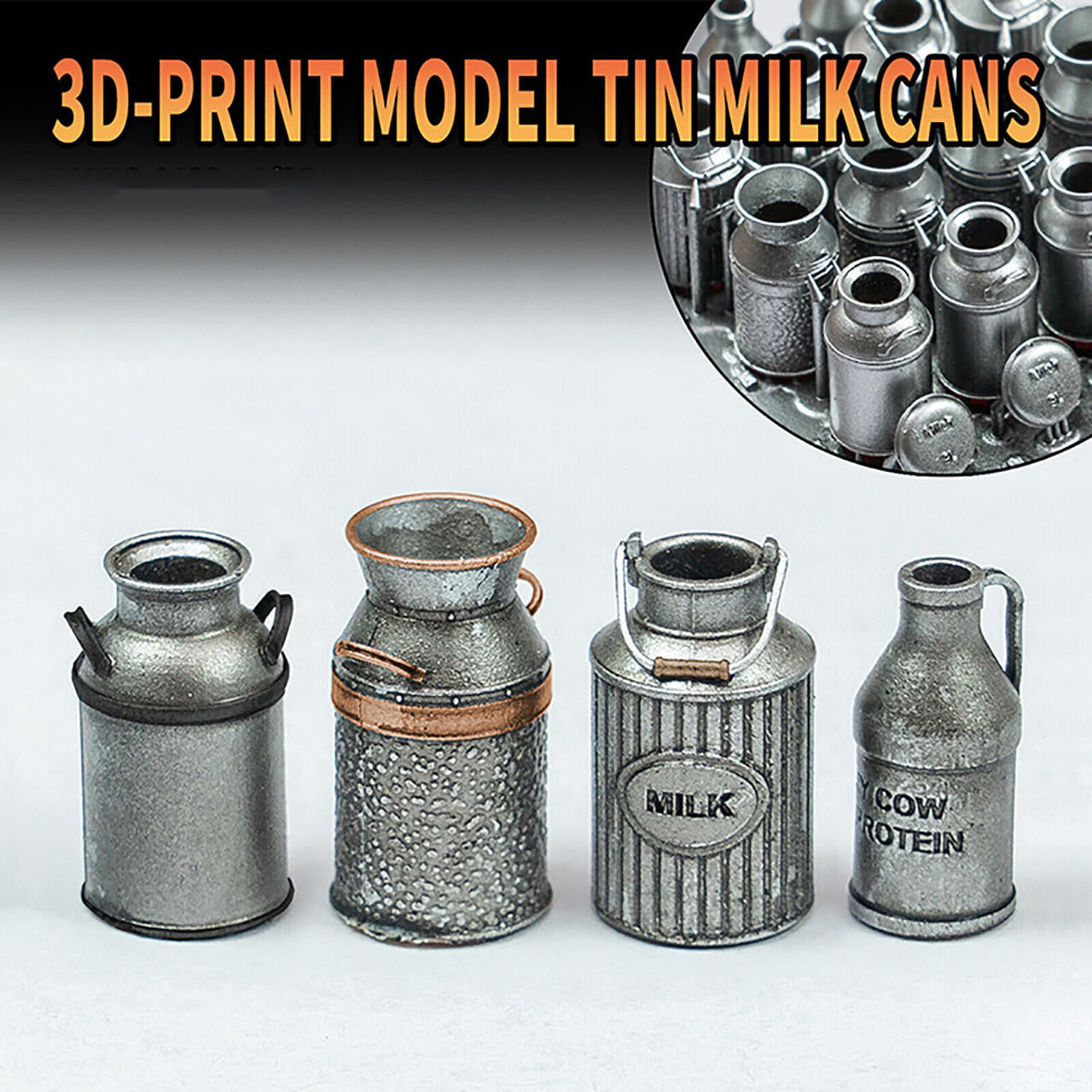 LIANG Model Tin Milk Cans x 16 0439 
