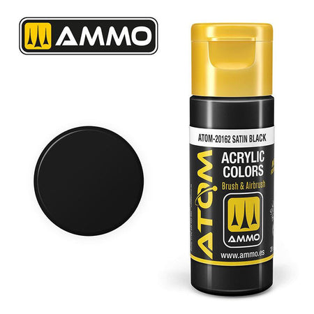MiG Ammo ATOM COLOR Matt Black FS37083 - RAL9005 - RLM22 - MS17 (20163) 