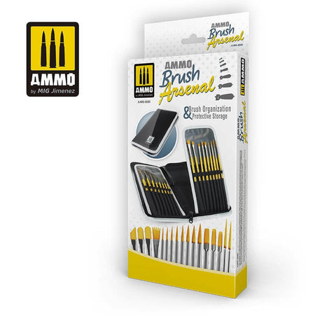 MiG Ammo Brush Arsenal and Organizer 17 Brushes 8580