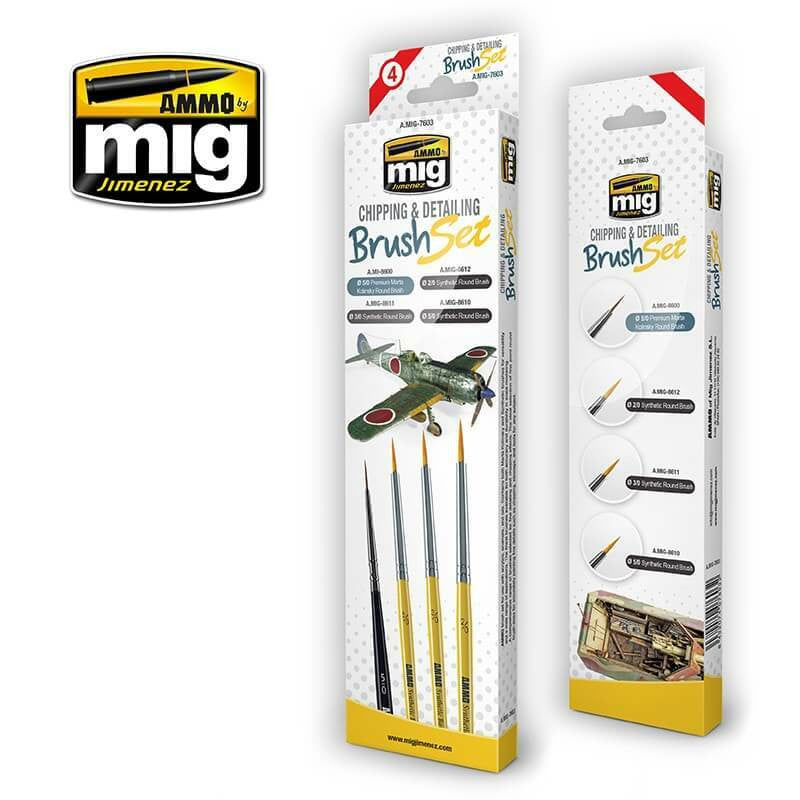 MiG Ammo Chipping and Detailing Brush Set 7603