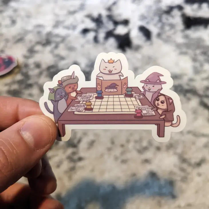 Mimic Gaming Co Cats Playing RPG Tabletop Gaming Sticker 
