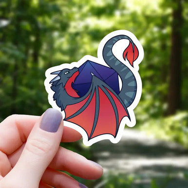 Dragon Wrapped Around D20 Sticker