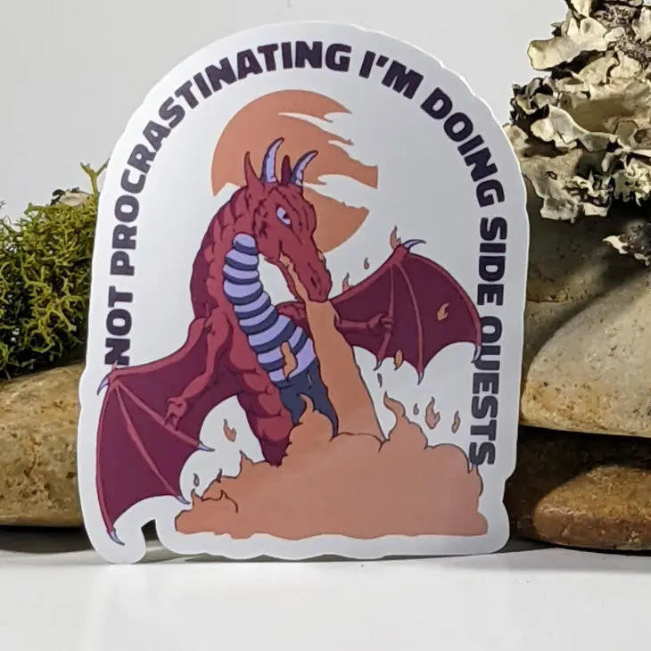 Mimic Gaming Co Not Procrastinating Doing Side Quests Sticker 