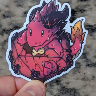 Polyhedral Dice Baby Magma Dragon Sticker