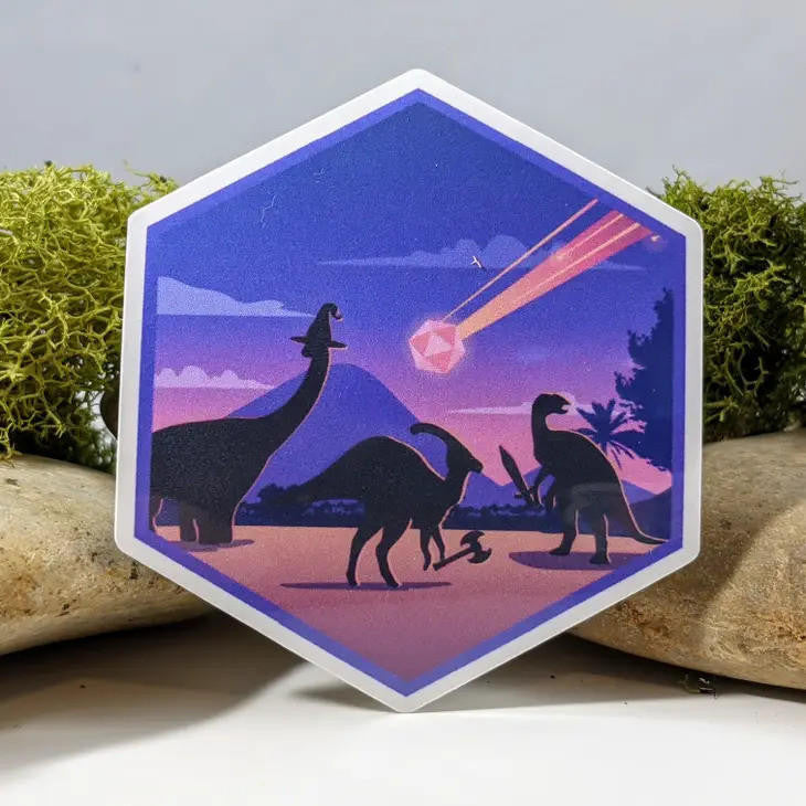 Mimic Gaming Co Tabletop RPG Team Kill Event Meteor Dinosaur Sticker 