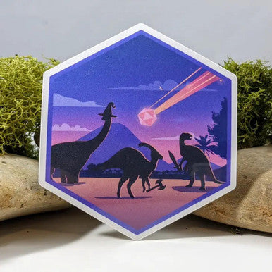 Tabletop RPG Team Kill Event Meteor Dinosaur Sticker