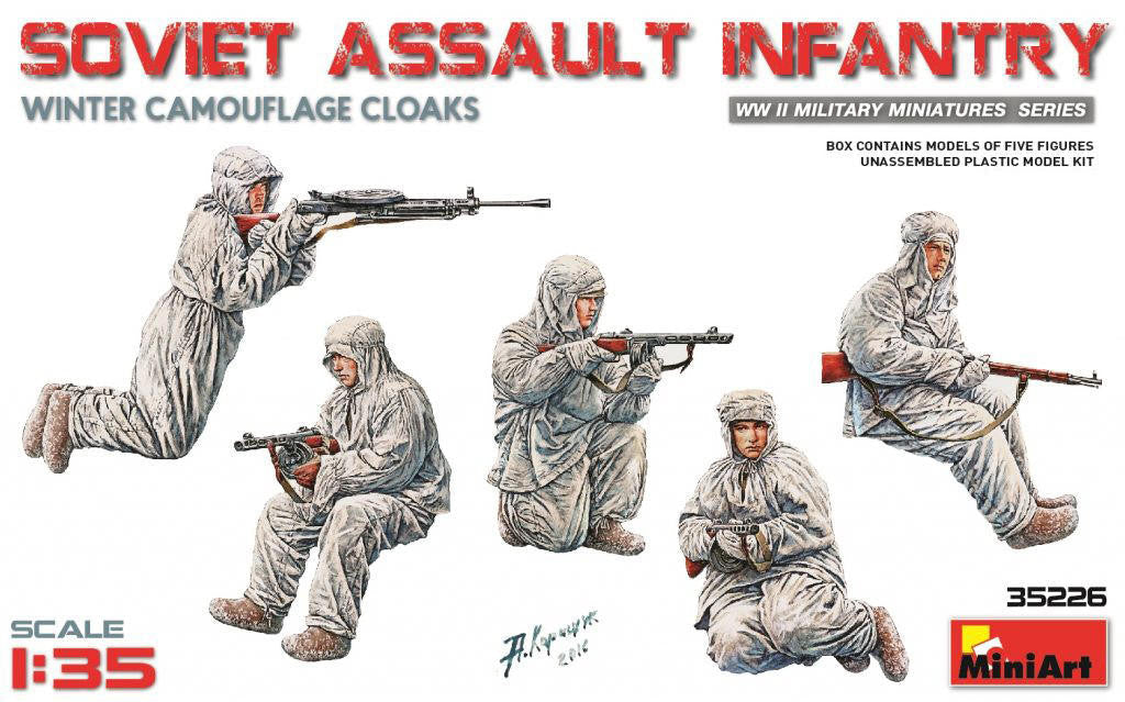 MiniArt 1/35 Soviet Assault Infantry in Winter Camo Cloaks 35226