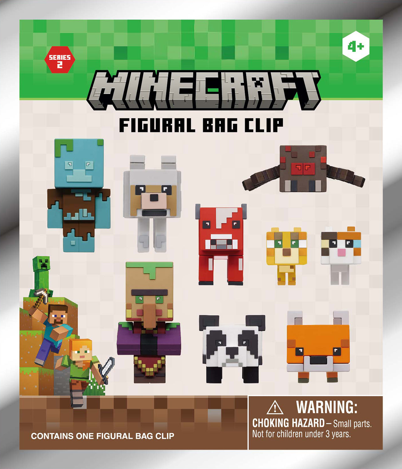 Minecraft 3D Foam Bag Clip, Series 2, package front