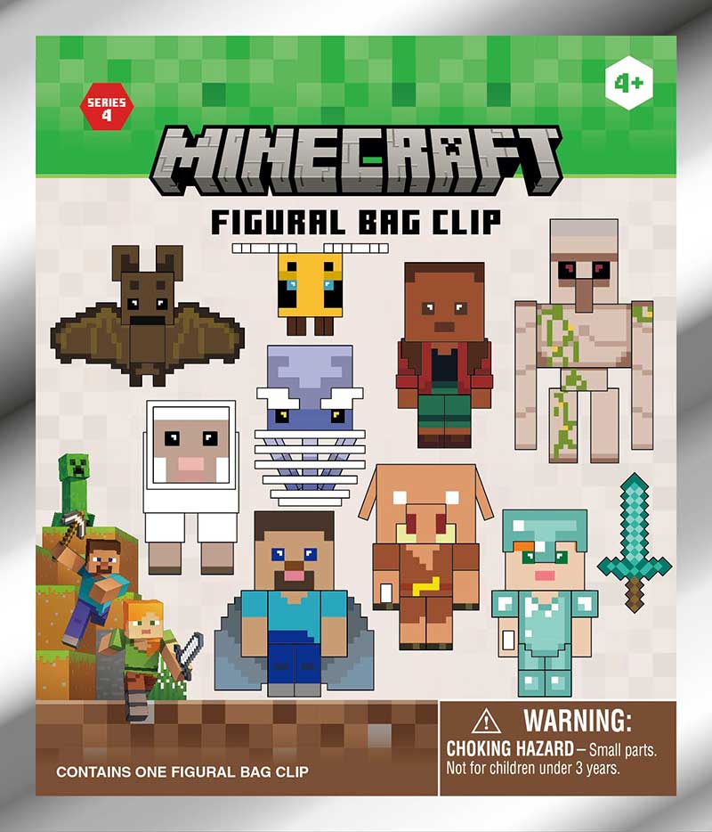 Minecraft 3D Foam Bag Clip, Series 4, package front