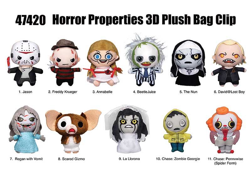 Horror Plush Bag Clip, collection lineup showing possible designs