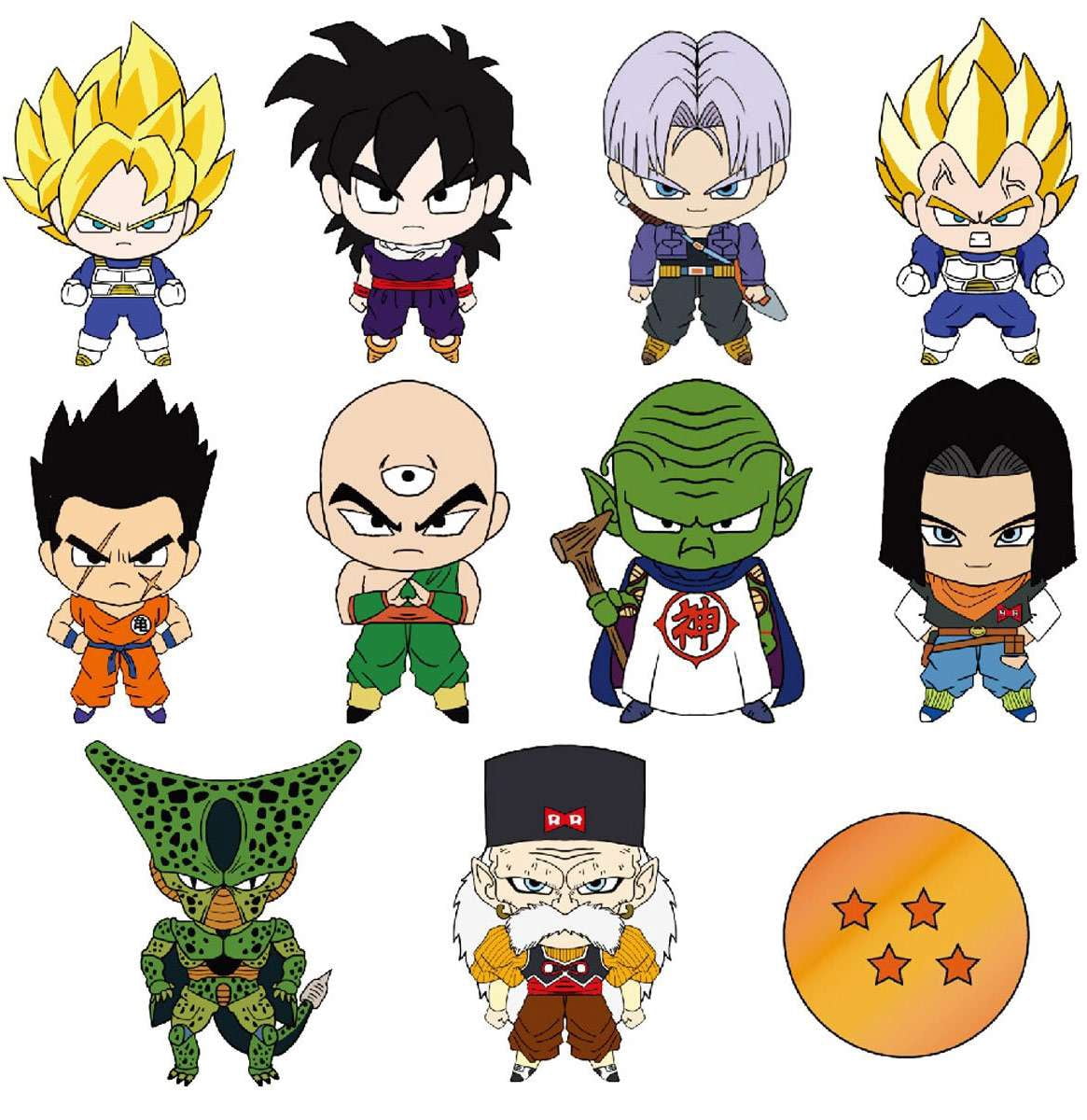Dragon Ball Z 3D Foam Bag Clip, Series 4, collection lineup showing possible designs