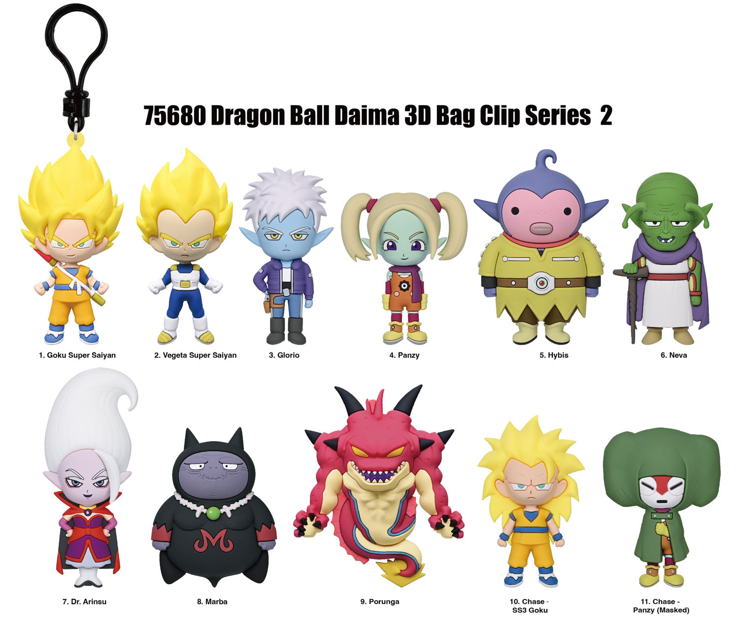 Dragon Ball Daima 3D Foam Bag Clip, Series 2, collection lineup showing possible designs