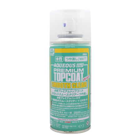 Mr. Hobby B604 Aqueous Premium Top Coat UV Cut Smooth Clear Matte spray can