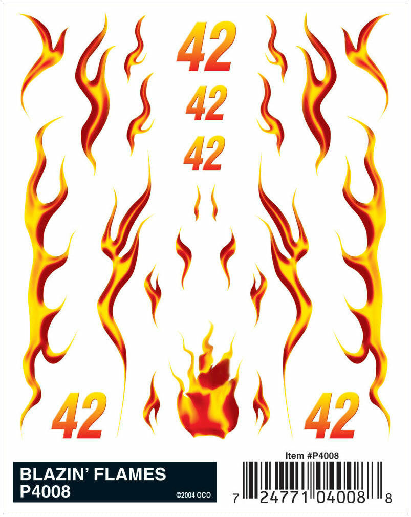 PineCar Blazin Flames Dry Transfer Decal 4008