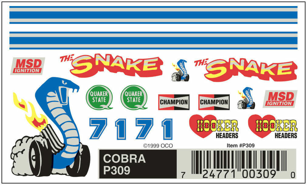 PineCar Cobra Dry Transfer Decal 309