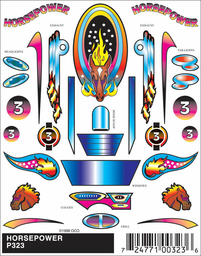 PineCar Horse Power Stick-On Decal 323