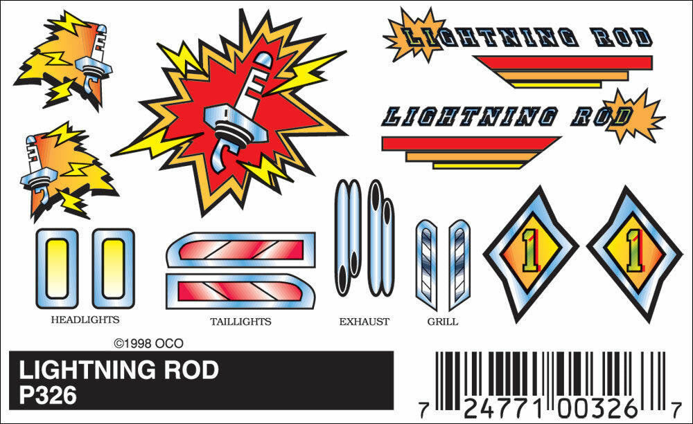 PineCar Lightning Rod Stick-On Decal 326