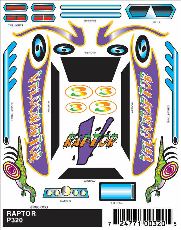 PineCar Raptor Stick-On Decal 320