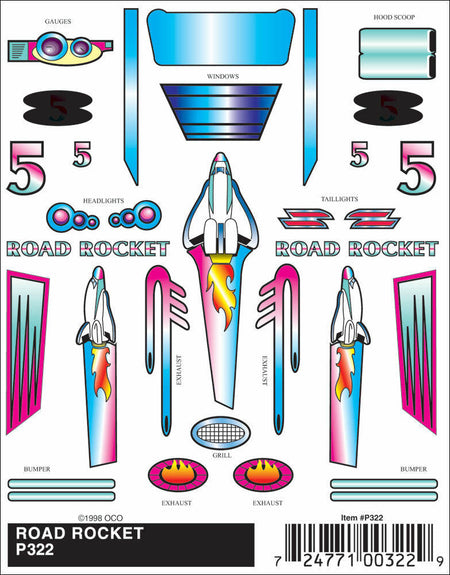 PineCar Road Rocket Stick-On Decal 322