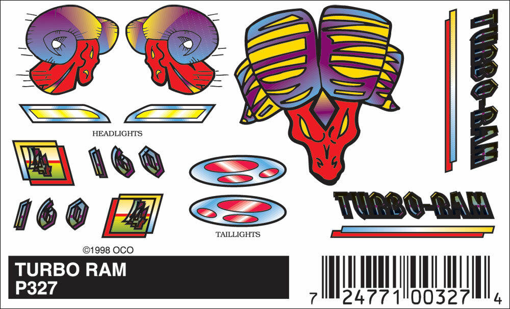 PineCar Turbo Ram Stick-On Decal 327