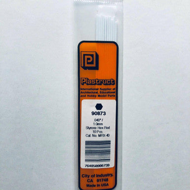 Hexagon Plastic Rod MRX-40 .040 (10) 90873