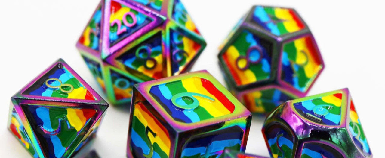 Rainbow Pride Flag - Metal RPG Dice Set