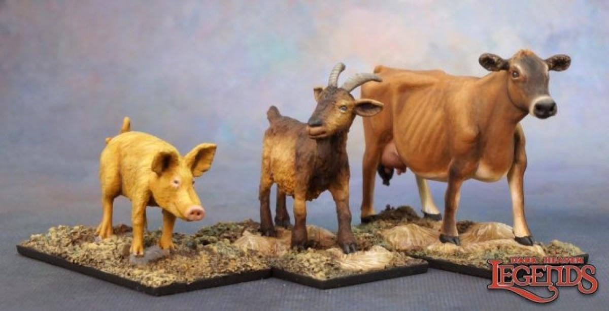  Reaper Miniatures - Metal - Animal Companions: Goat, Pig, Cow 