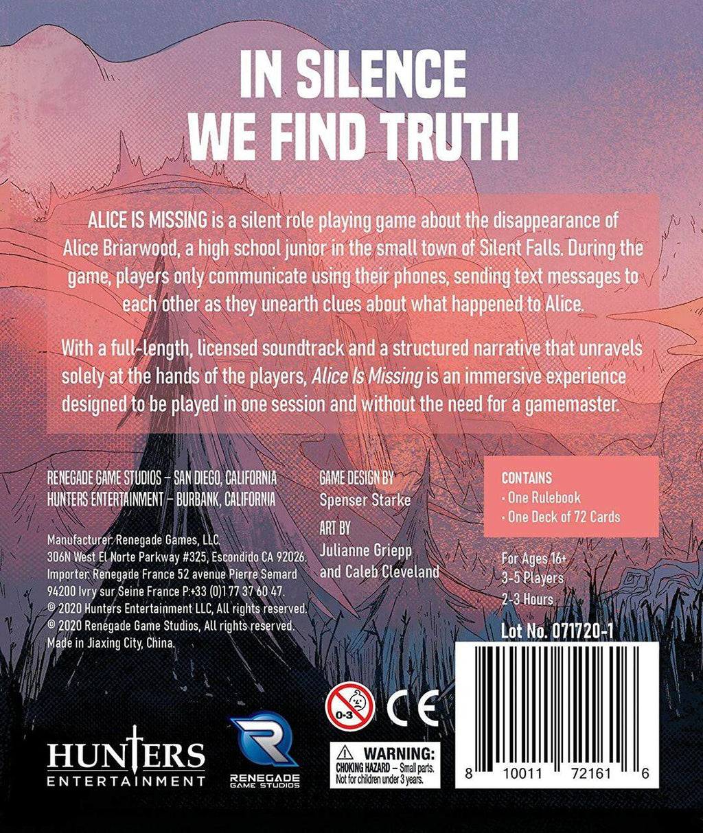 Renegade Game Studios Alice Is Missing at LionHeart Hobby