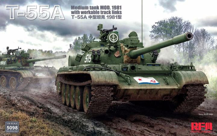 Rye Field Model 1/35 T-55A 1981 w/ Workable Tracks 5098 