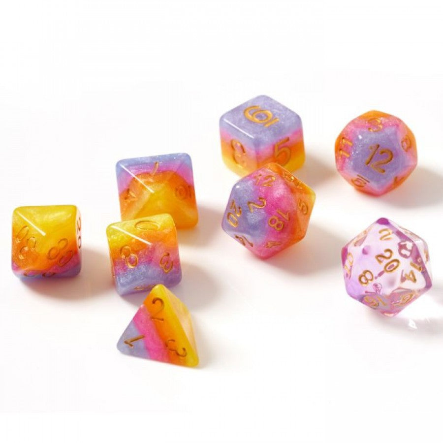 RPG Dice Set (7): Tahitian Sunset Gold