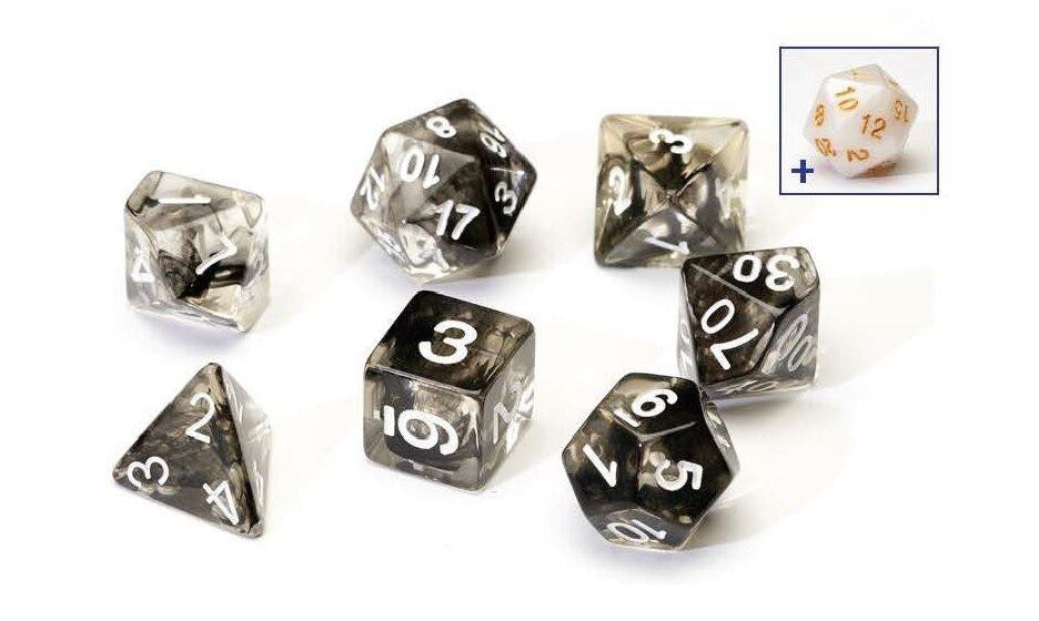 Sirius Dice RPG Dice Set 7 Black Cloud Transparent Resin
