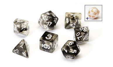 RPG Dice Set (7): Black Cloud Transparent Resin